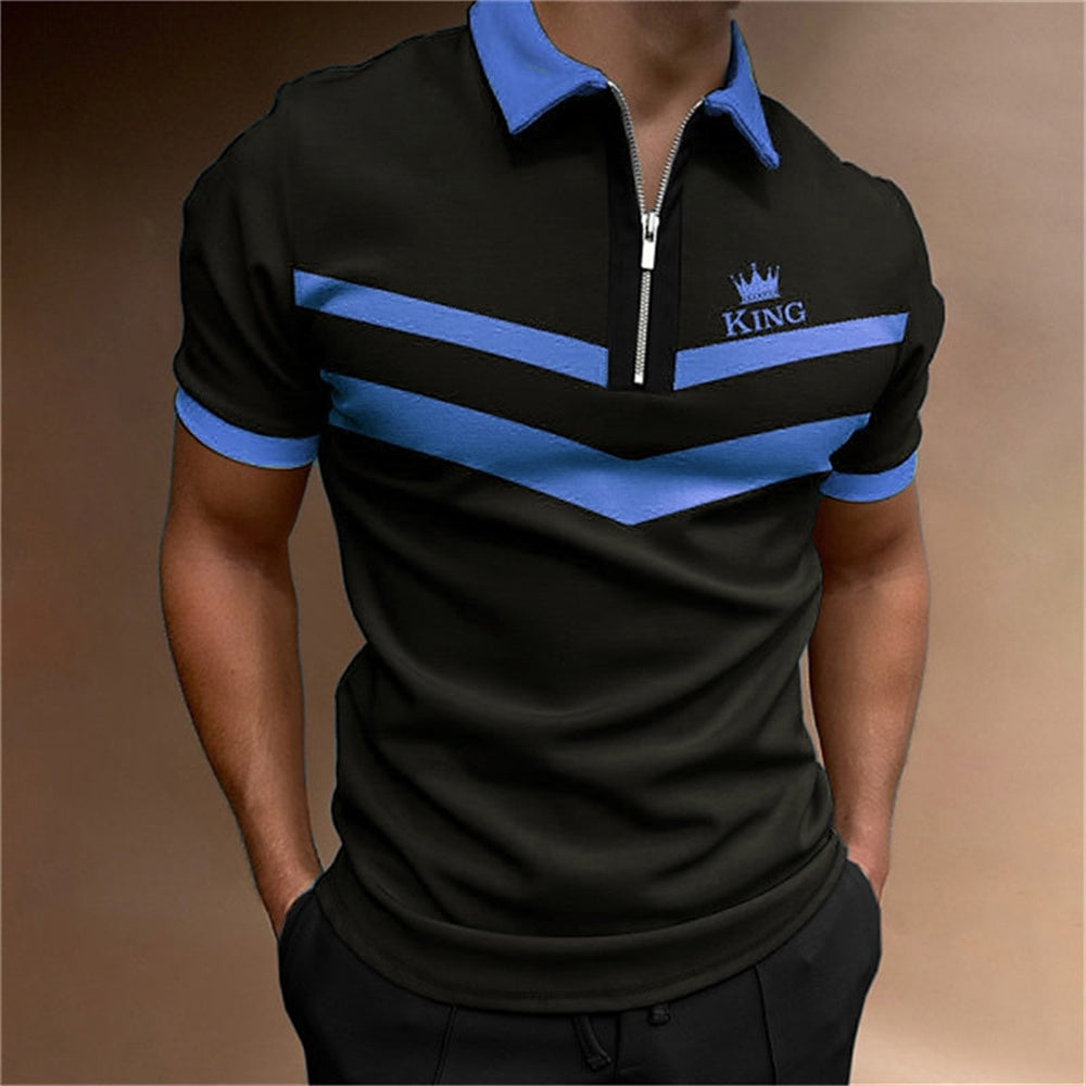 Adrian – Men's Printed Short Sleeve Zipper Polo Shirt