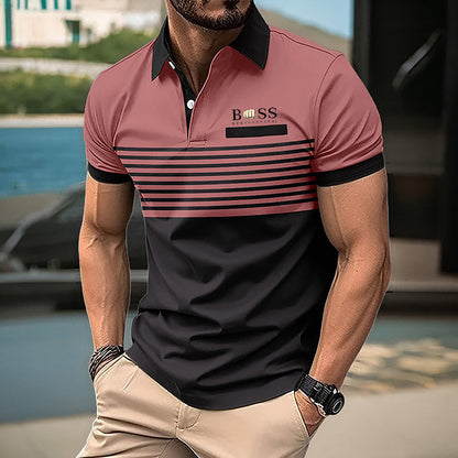 Marcus - 3D Digital Stripe Polo Shirt