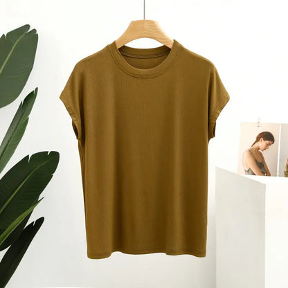 Mathilda - Solid Color Slimming Tee Tops