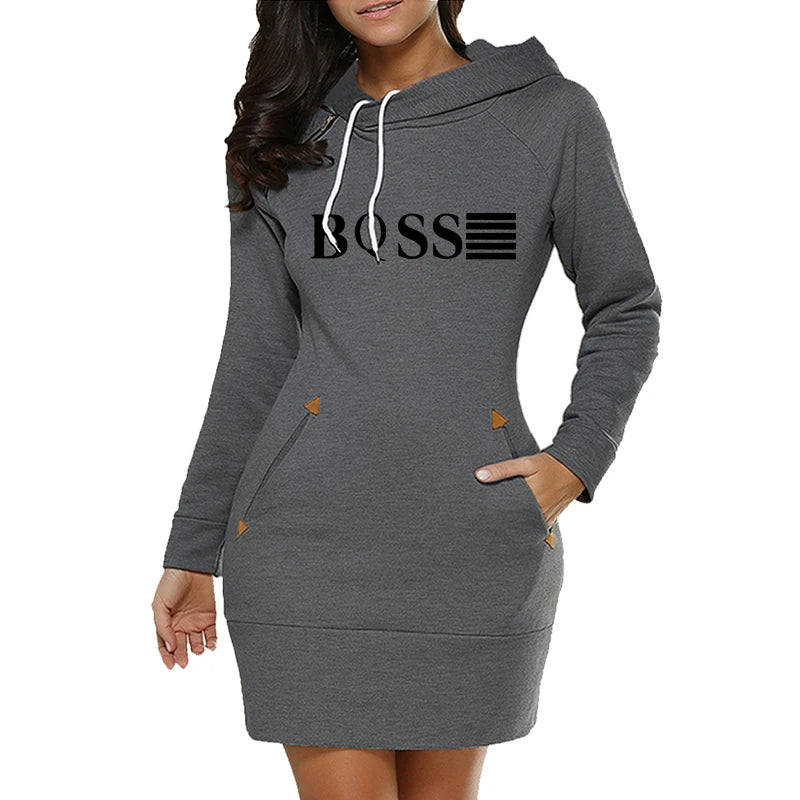 Rachel – Casual Slim Fit Hoodie Midi Dress