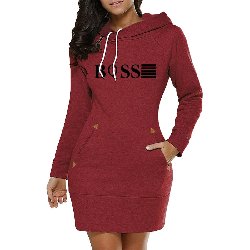 Rachel – Casual Slim Fit Hoodie Midi Dress