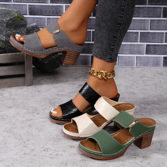 Annalise - Elegant Open Toe Chunky Heel Sandals for Women