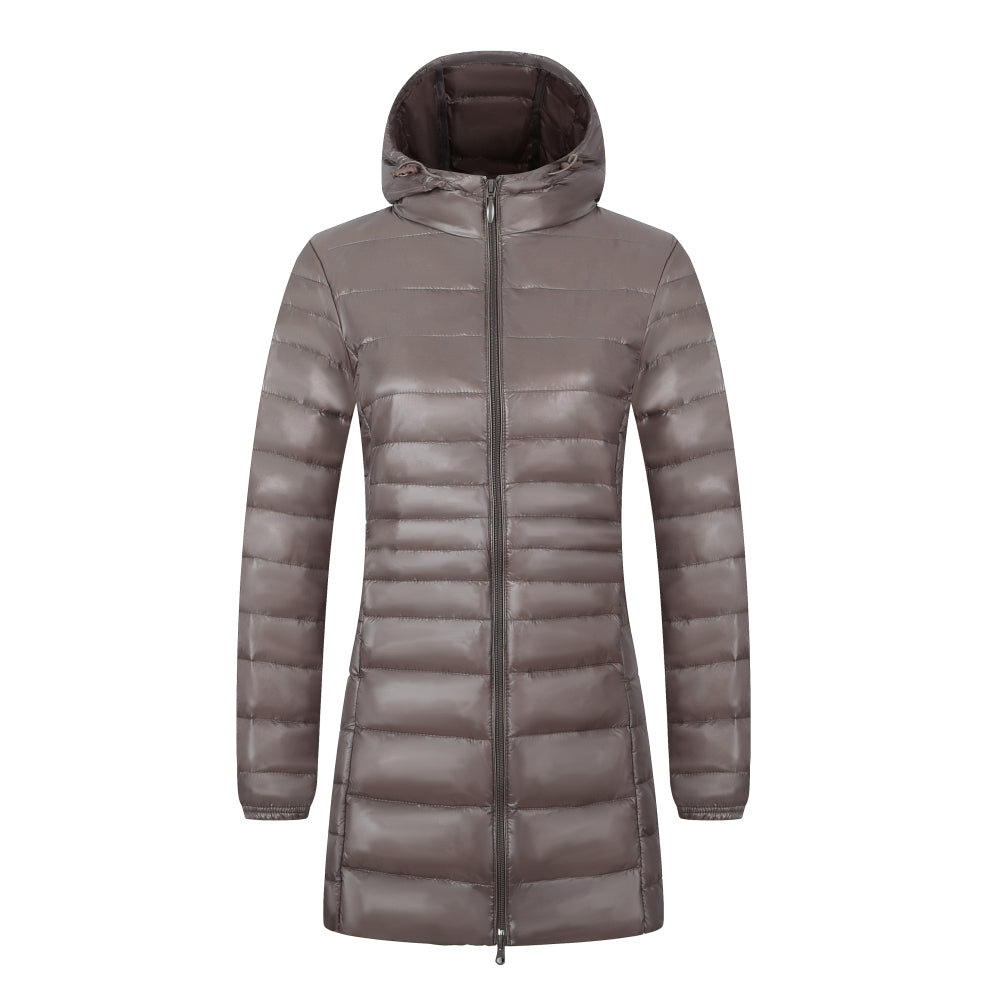 Avery - Women's Long Warm Down Coat with Portable Storage Bag