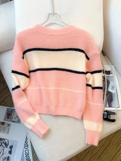 Odessa - Chic Color Block Pullover Sweater for Women