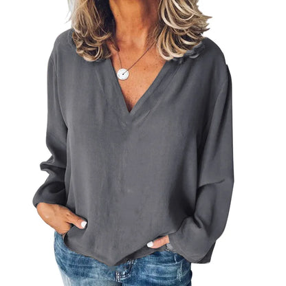 Verona - Elegant V-Neck Chiffon Blouse for Women