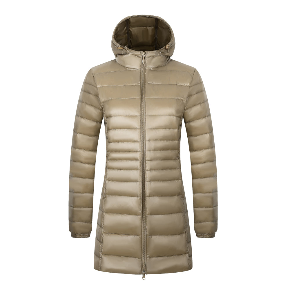 Avery - Women's Long Warm Down Coat with Portable Storage Bag