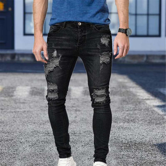 Russell – Men's Embroidered Ripped Skinny Jeans