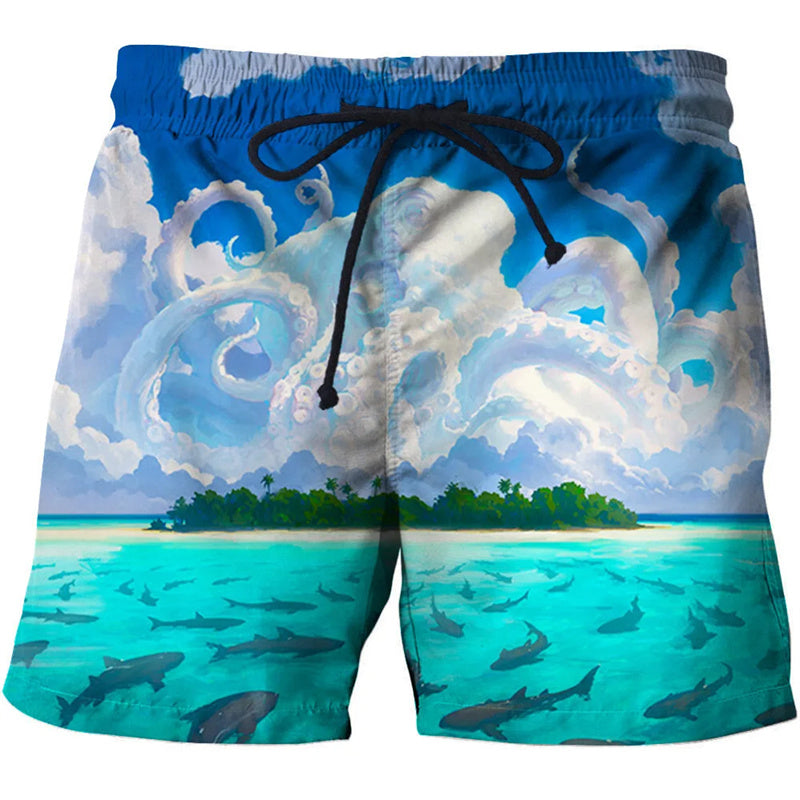 Damien – Men's 3D Striped Beach Shorts