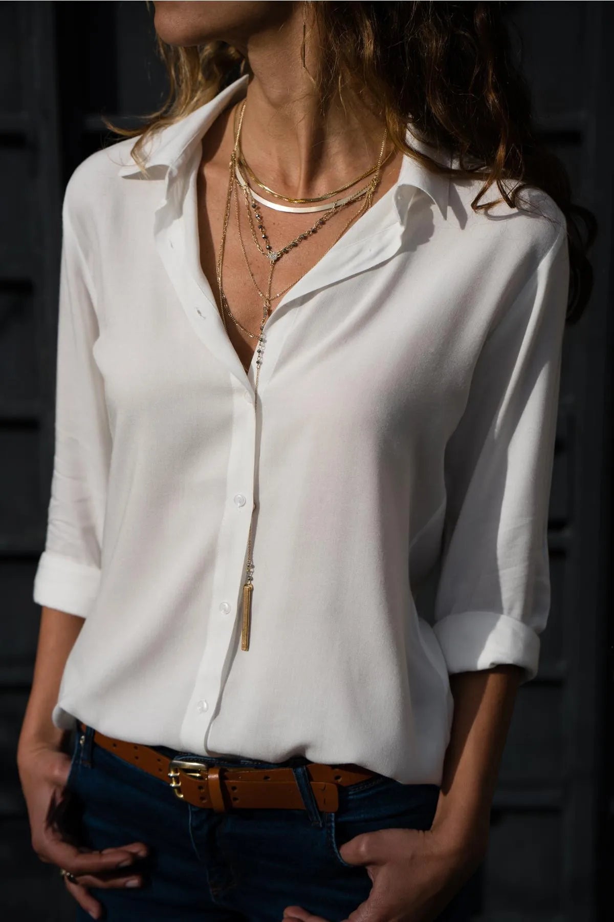 Adaline - Timeless Polo Collar Office Blouse for Women