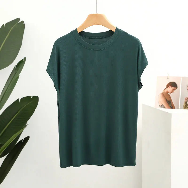 Mathilda - Solid Color Slimming Tee Tops