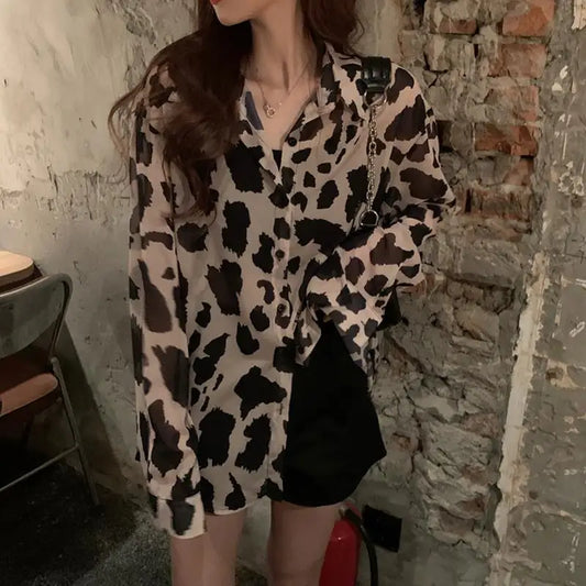 Rosaline - Chic Leopard Print Summer Blouse for Women