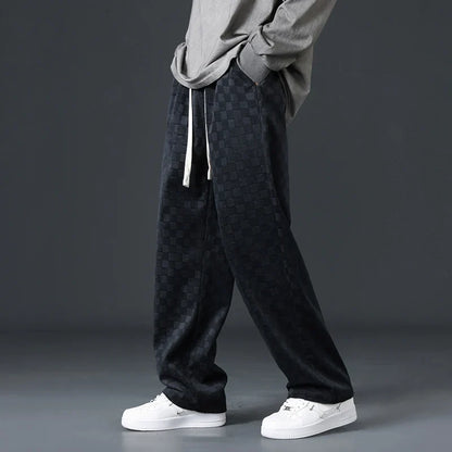 Karolin-Checkered Corduroy Sweatpants