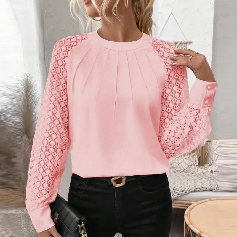 Viviana - Chic Lace Sleeve Pullover for Women