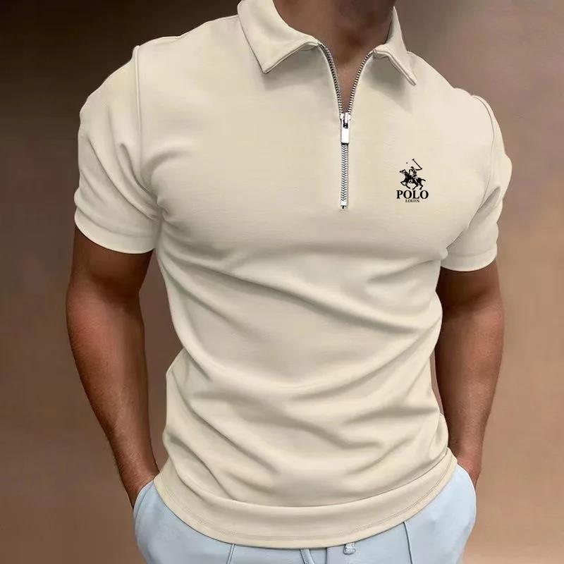 Austin – Men's Solid Color Zipper Polo Shirt