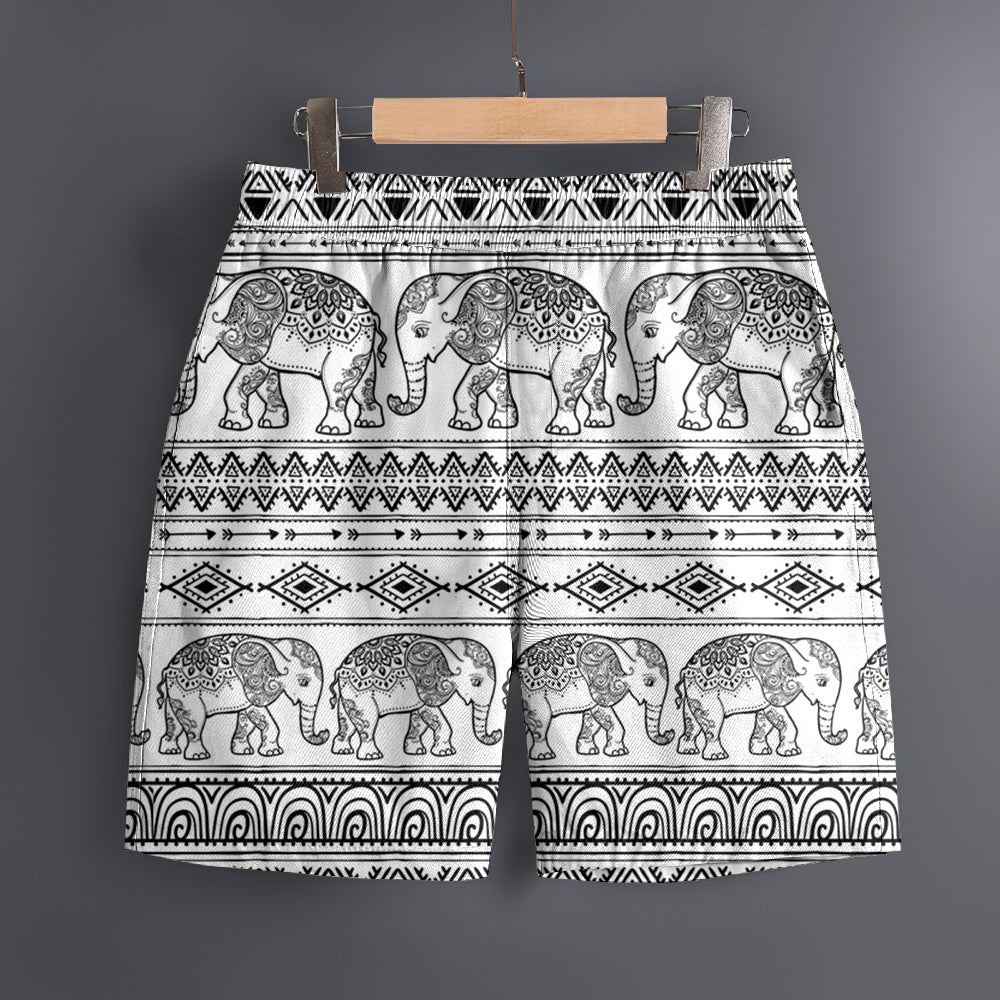 Lucas – Men's 3D Elephant Print Hawaiian Beach Shorts