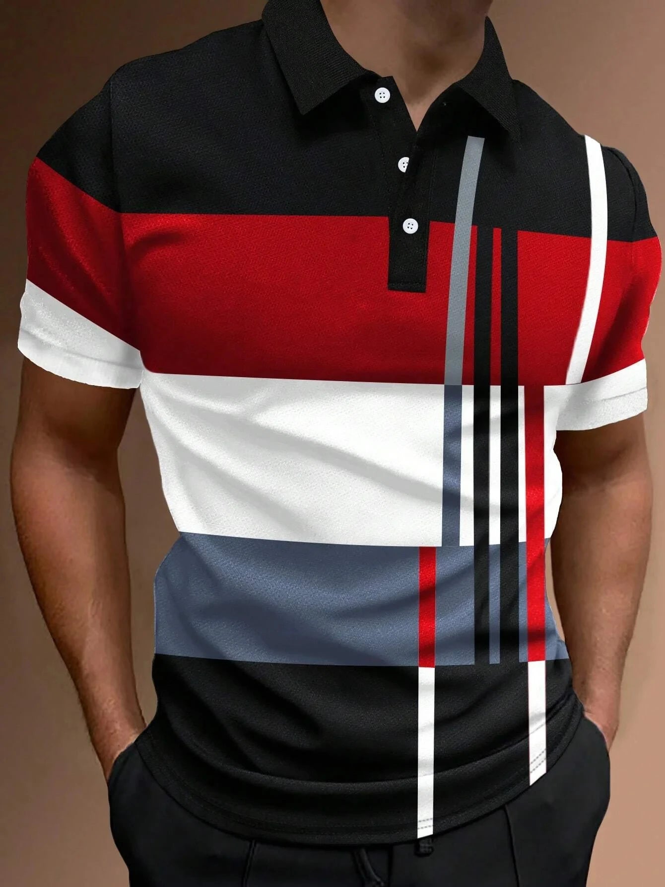 Tristan – Men's Striped Color Block Polo Shirt