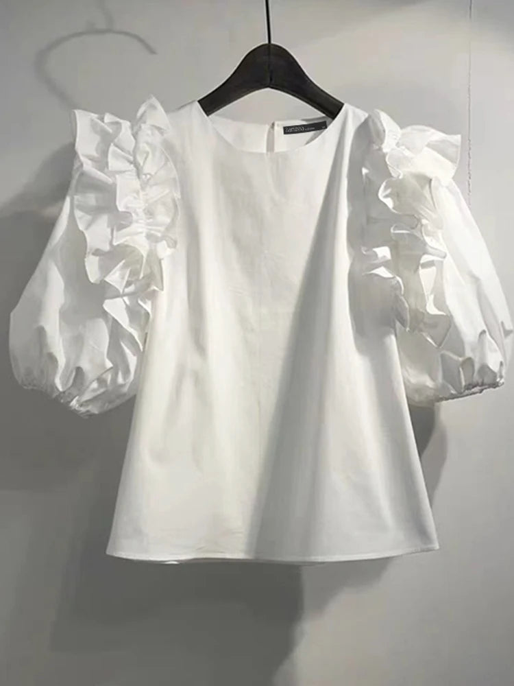 Margot - Elegant Ruffle Patchwork Blouse for Women