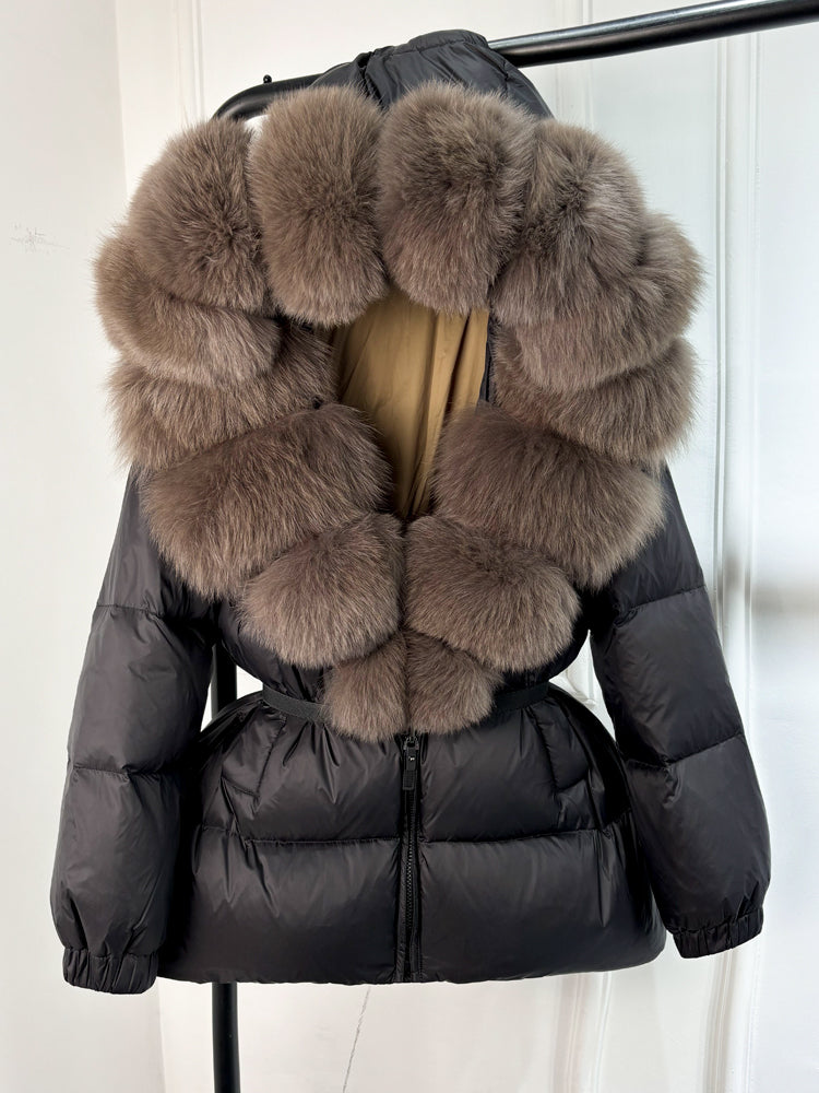 Natalie - Women's Winter Puffer Jacket with Real Fox Fur Hood