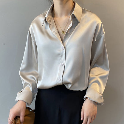 Marisella - Chic Satin Button-Up Shirt for Women