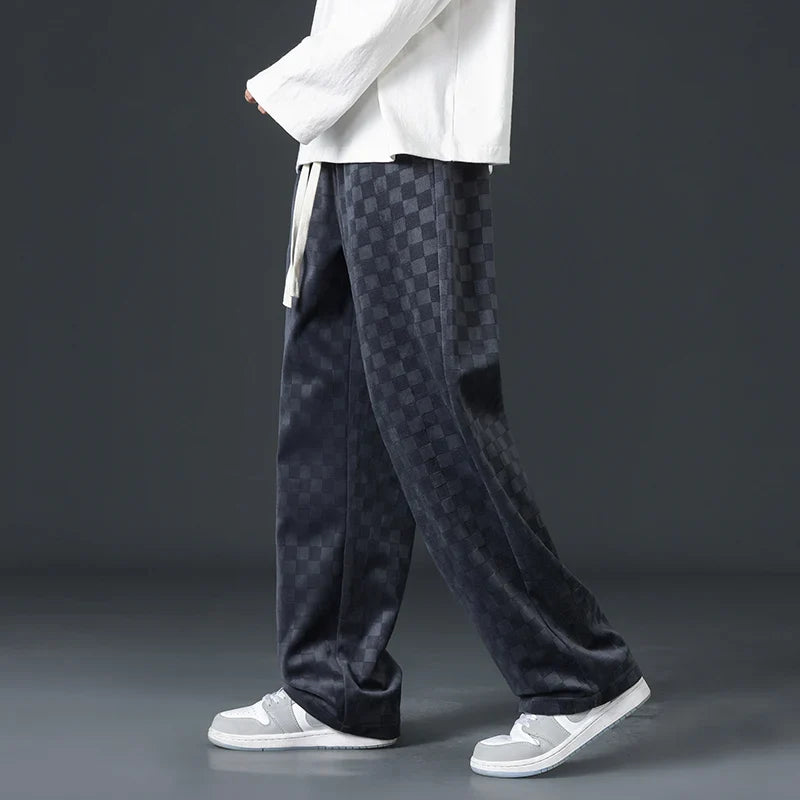 Karolin-Checkered Corduroy Sweatpants