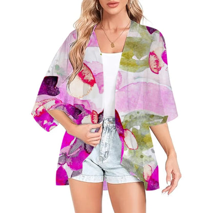 Annelise - Trendy Watercolor Floral Kimono Cardigan for Women