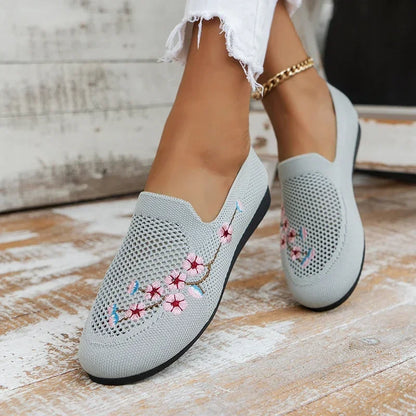 Elena – Women's Ethnic Embroidery Mesh Flat Sneakers