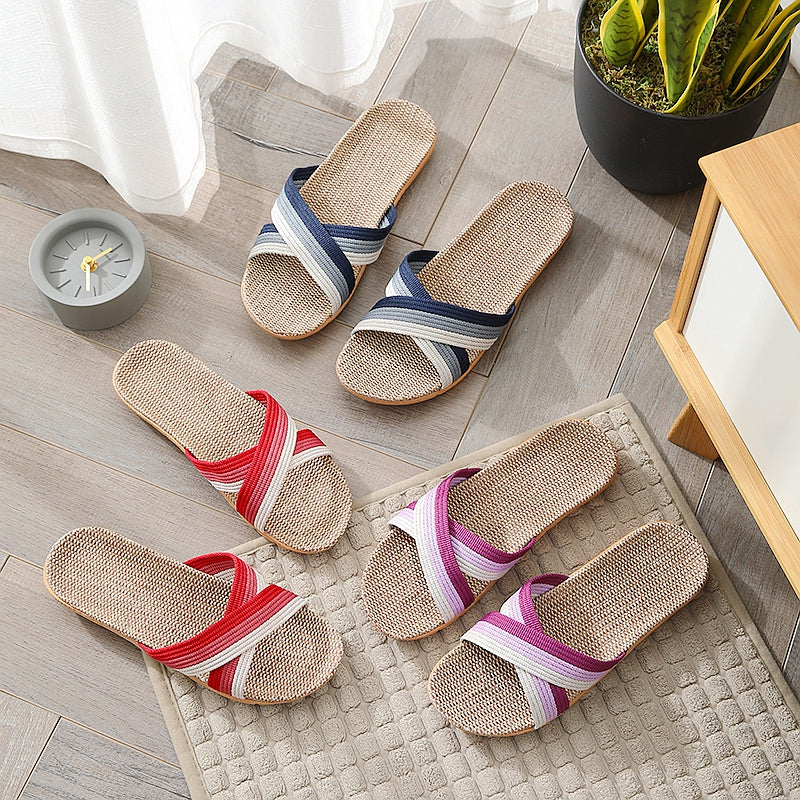 Sophia – Spring and Summer Non-Slip Striped Linen Slippers