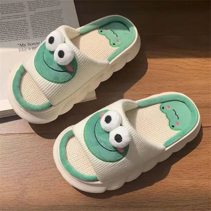 Eulalia - Cozy Cartoon Frog Slippers for Women