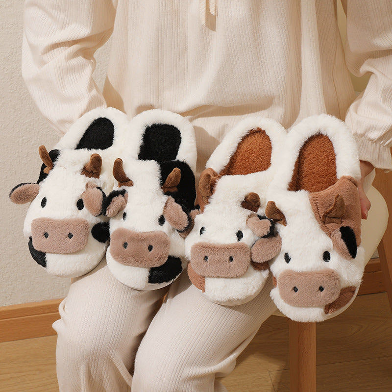 Emily – Women's Winter Warm Cartoon Cow Print Indoor Slippers