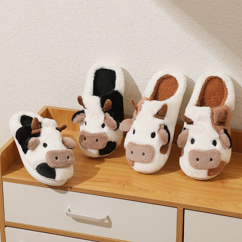 Emily – Women's Winter Warm Cartoon Cow Print Indoor Slippers