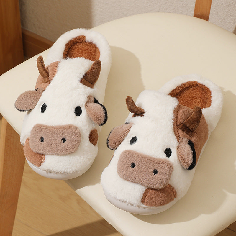 Emily – Women's Winter Warm Cartoon Cow Print Indoor Slippers