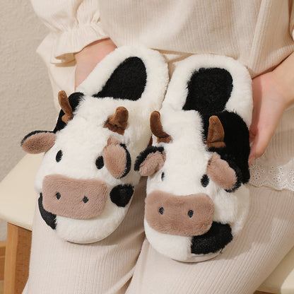 Emily – Women's Winter Warm Cartoon Cow Print Indoor Slippers