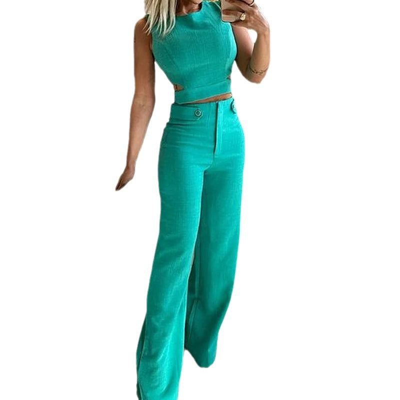 Sophie – Casual Solid Color Trousers Two-Piece Set