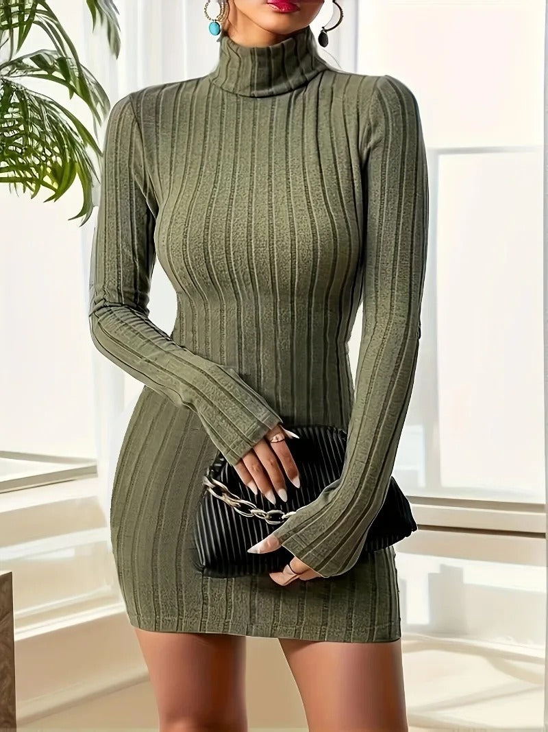 Wisteria - Elegant Slim Fit Turtleneck Dress for Women