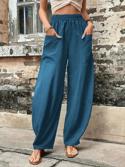 Leanne – Women's High Waisted Casual Harem Pants with Pockets