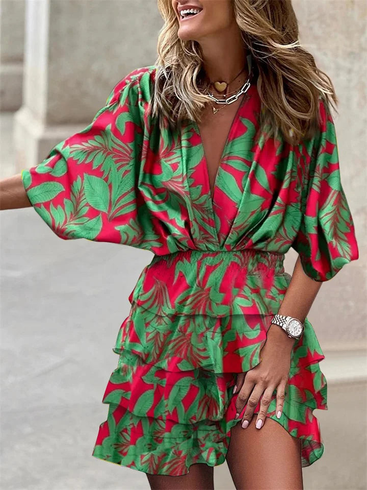 Miranda - Printed Dress with Ruffled Skirt