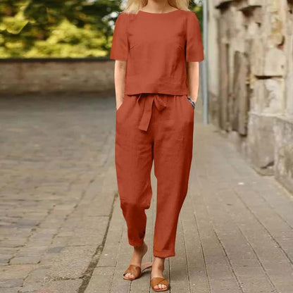 Rachael – Women's Cotton and Linen Wide-Leg Pants Suit