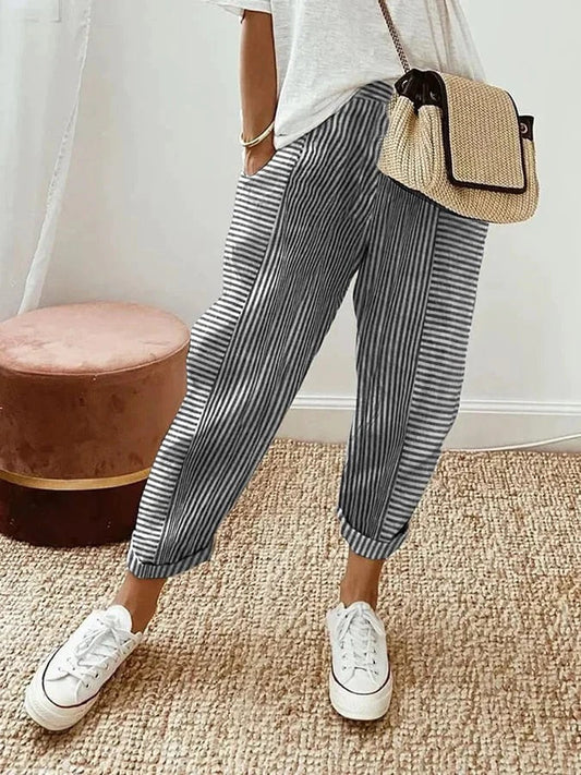 Victoria - Striped Cotton Pants