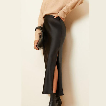 Rowena - Elegant Side Slit Maxi Skirt - Women's