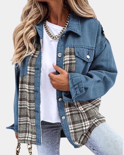 Naomi - Women's Plaid Denim Jacket