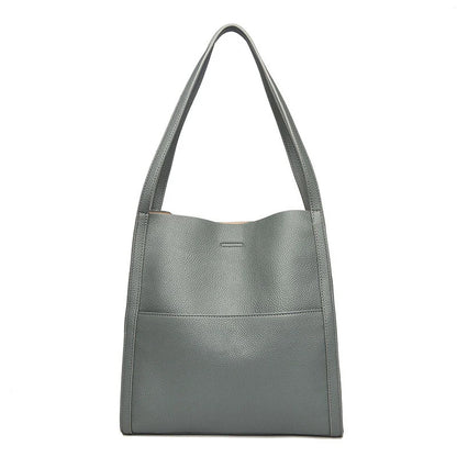 Tamsin – Solid Color Genuine Leather Shoulder Bag