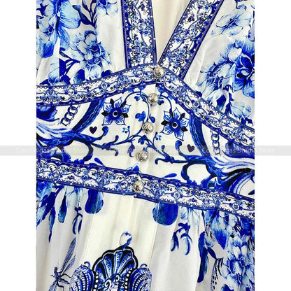 Vivienne - Chic Blue Print Resort Dress for Women