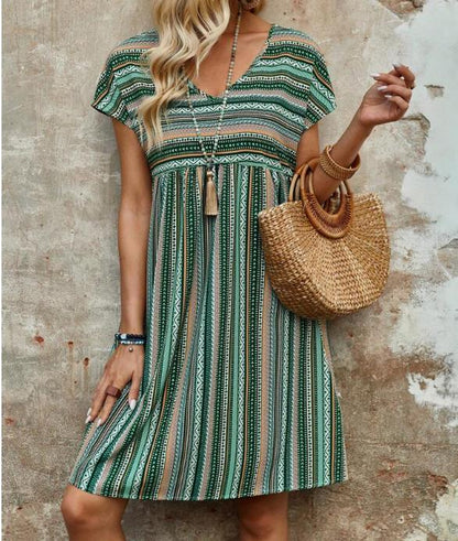 Melanie – Colorful Striped Batwing Sleeve Dress