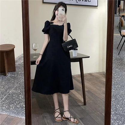 Xanthe - Sweet Off-Shoulder Puff Sleeve Dress for Women