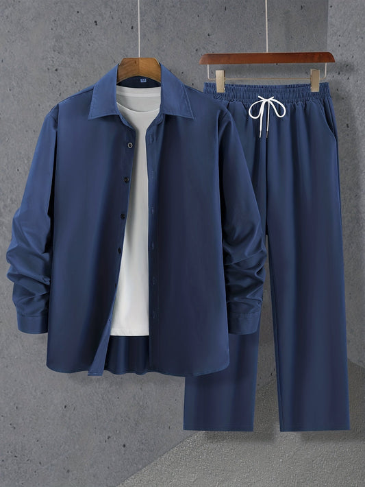 Theron – Long-Sleeved Shirt and Drawstring Trousers Set