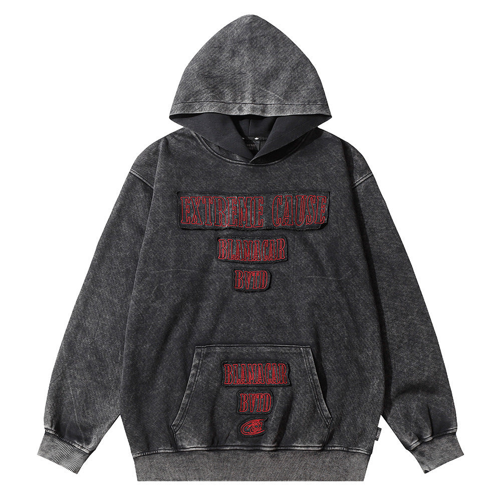 Aaron – Letter Patch Embroidered Hoodie