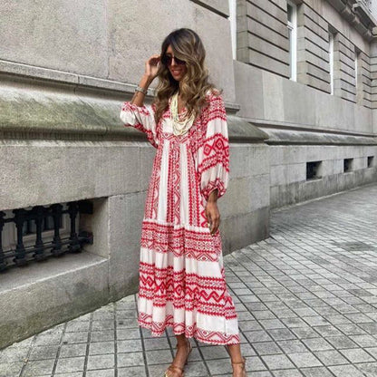 Vanessa – Vintage Bohemian V-Neck Dress