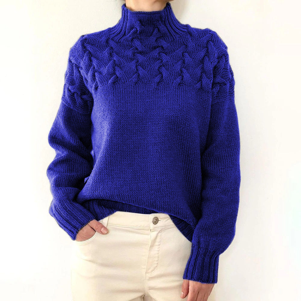 Julie – Cable Knit High Collar Sweater