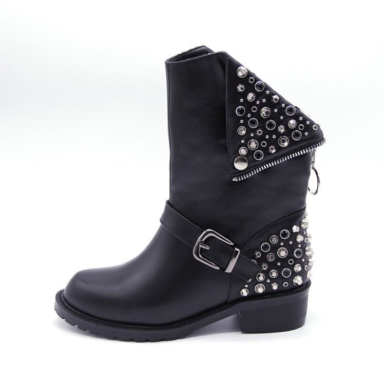 Airi - women's leather rivet punk boots