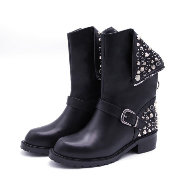 Airi - women's leather rivet punk boots